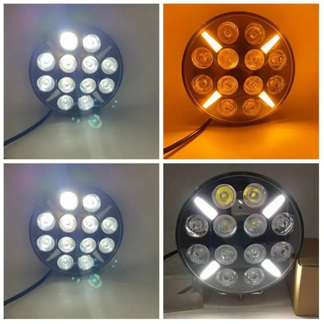 LED Диоден Халоген Фар Бял Оранжев Габарит offroad 4x4 Ø 180 мм 12V 24V 12 Диода за джип камион трактор багер