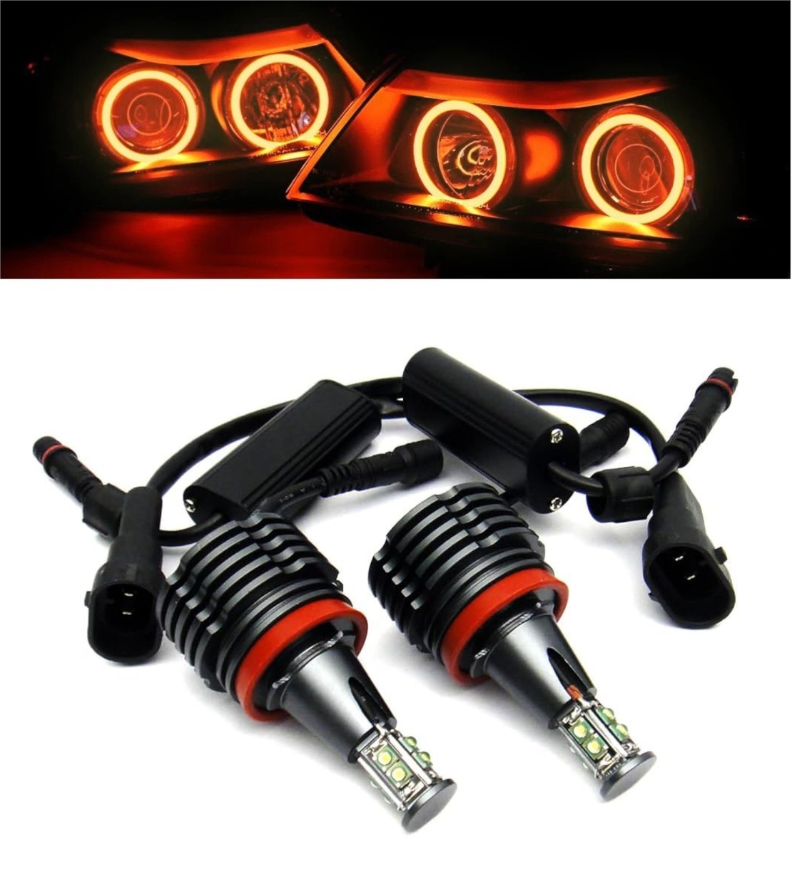 Комплект H8 40W LED Angel Eyes крушки за BMW – CANBUS, жълта / оранжева светлина