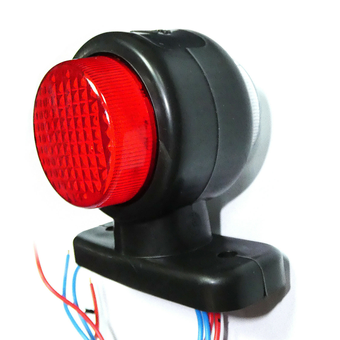2 броя 12V LED ЛЕД Гумени Странични Рогчета Маркери - габаритни светлини за камион тир ремарке - 85мм х 80мм бяло-червено