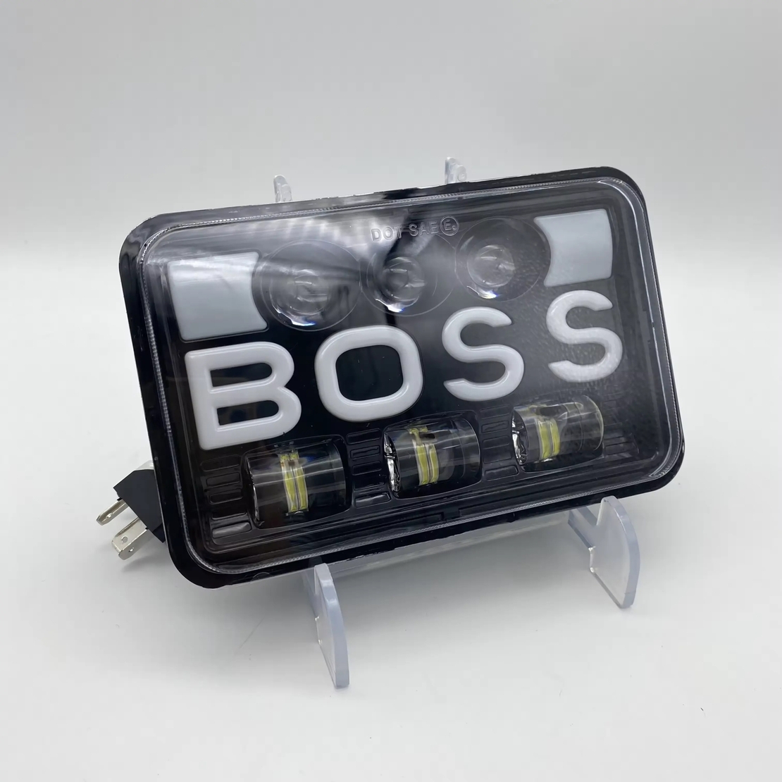 Комплект от 2бр. универсалeн 5 инча ЛЕД LED фар лампа халоген 12V-24V къси/дълги с DRL дневни светлини мигач бяло-жълто 9600lm за АТВ джип камион трактор и др.