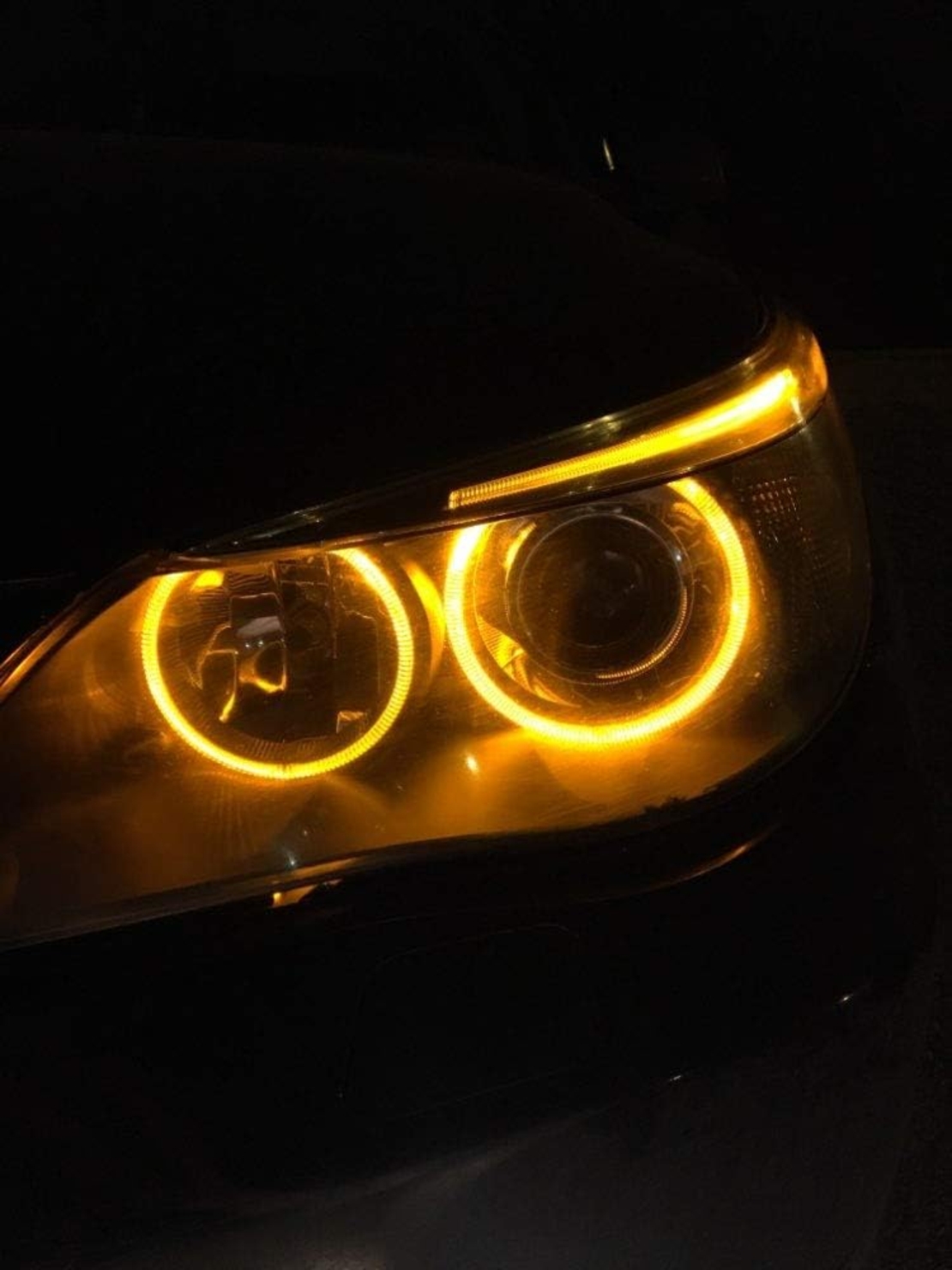Комплект от 2 броя LED крушки Angel Eyes ангелски очи 12V-24V цвят жълт за BMW с Canbus без грешки