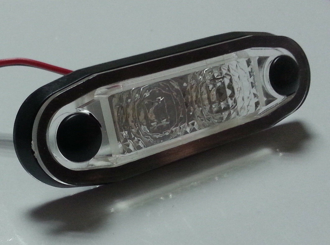 LED Светодиоден Габарит, Маркер, Токос, С Гума, Бял Цвят, Овален, Е-Mark, 24V, 7,5 см