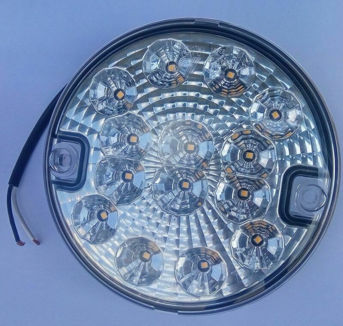 1 брой LED Лед Диоден Стоп Бял задна скорост светлина , Кръгъл Ø14cm, 12V-24V, За Камион, Ремарке, Бус , Каравана, Кемпер
