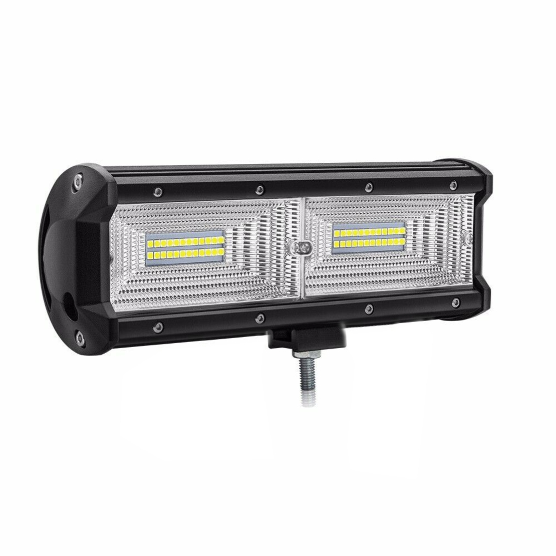 Универсален 144W Лед LED Халоген Фар Работна Лампа 12V - 24V с Разпръсната Flood Светлина за автомобил офроуд бус ван камион 24cm