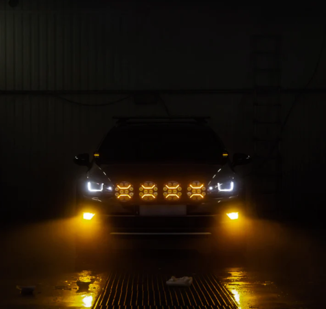 LED + DRL Диоден Халоген Фар Бял Оранжев Габарит Ø 230 мм 12V 24V за джип камион трактор багер земеделски машини и др.
