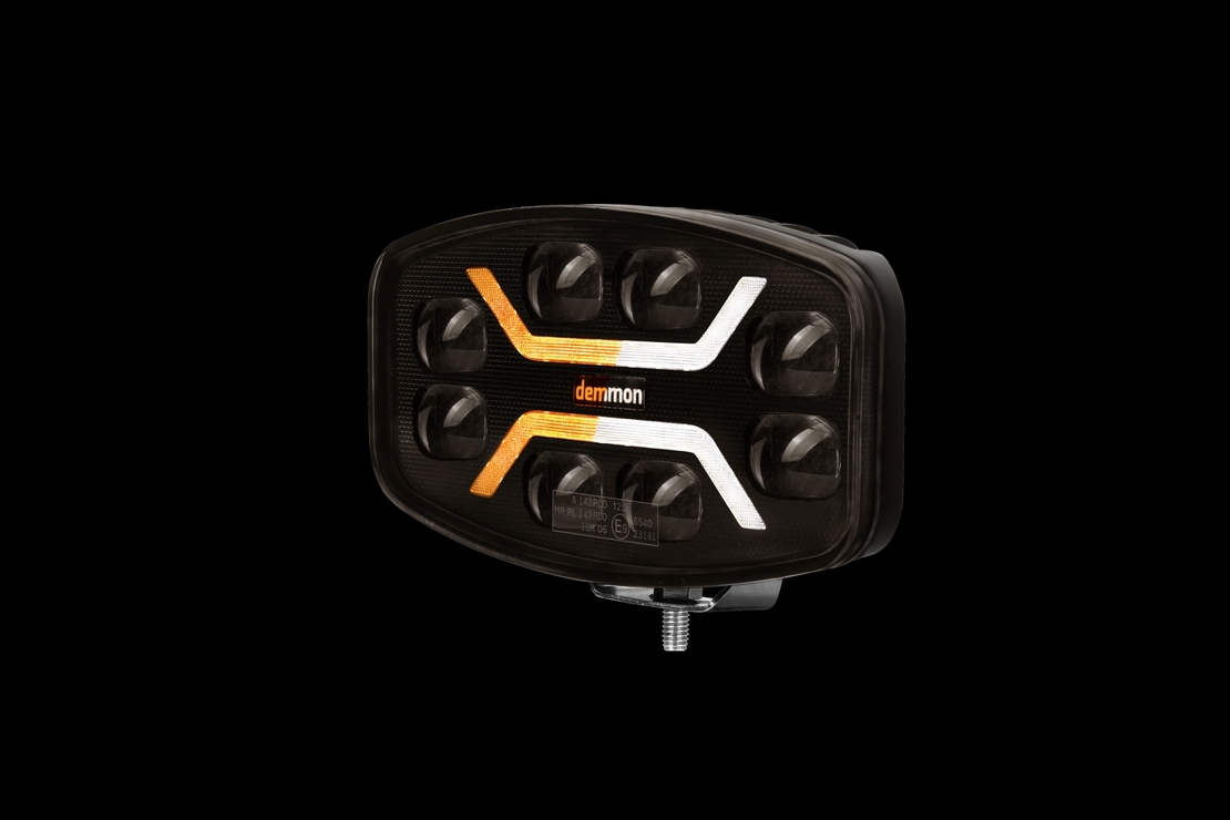 LED ЛЕД диоден фар халоген лампа 12V - 24V 48W бяло-жълто с черно стъкло за АТВ джип камион трактор земеделски и селскостопански машини и др. 245 x 139.4 x 90 mm E-mark E9