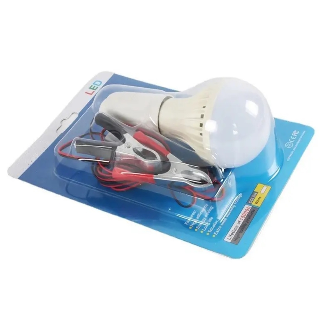 Подвижна работна LED лампа с щипки кабел и ключ 12V 9W