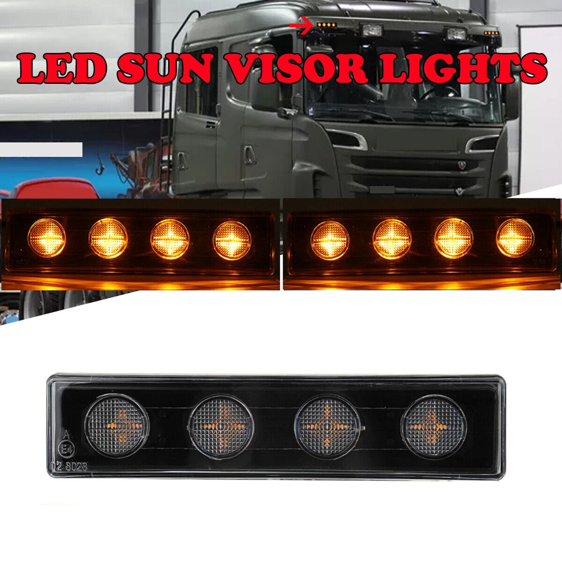 1бр Оранжев LED преден габарит маркер за Скания Scania- 180mm x 40 mm с букса