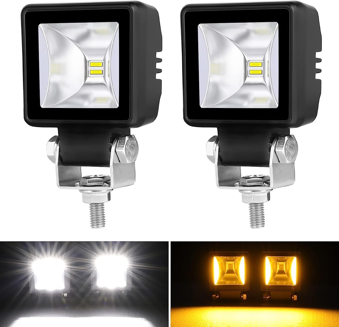 Комплект от 4 броя Лед LED Халогени Лампи с окабеляване Бяла Flood + Оранжева DRL Светлина 12V - 24V за Off Road 4X4 SUV джип мотор автомобил камион градина и др.