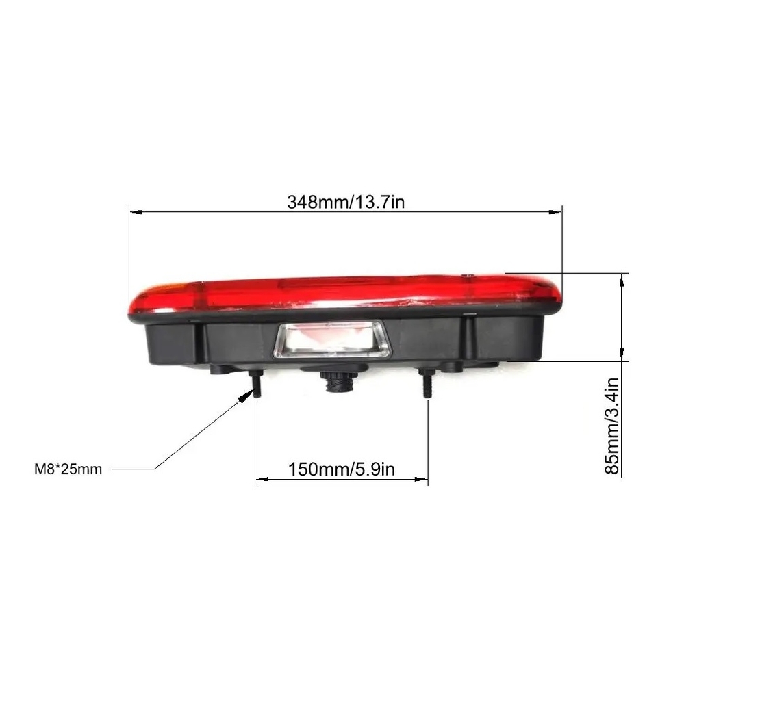 Ляв Стоп с Букса 35cm x 12,5cm Бус Камион ТИР Ремарке Караванa Платформа 12V-24V с Крушки 6 функции