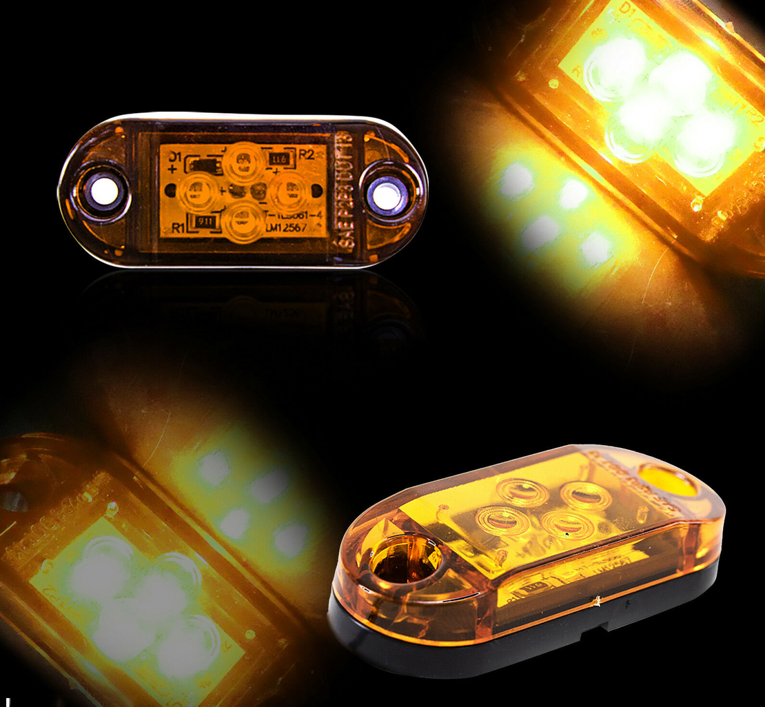 LED Габарит, Бял, Червен, Жълт, Маркер, 4 SMD Диода, 12V - 24V