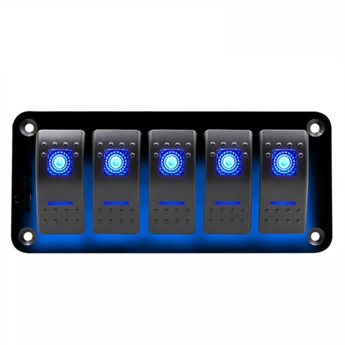 Панел за вграждане с 5 бутона ON-OFF универсални 12-24V за LED светлини бар фарове лебедки лампи за кола камион каравана джипове лодка и др.