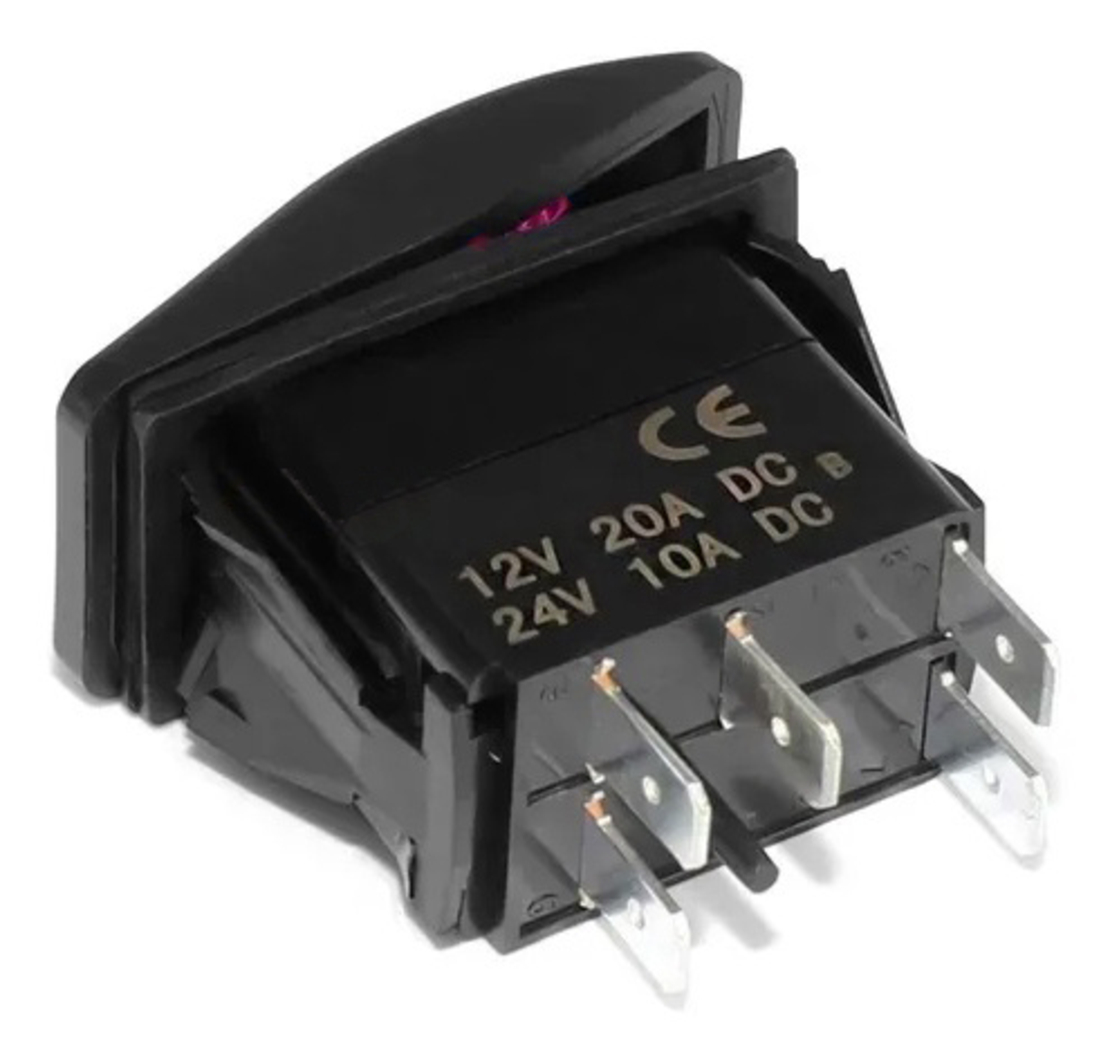 Копче, Бутон, За Вграждане, за LED Лед Бар, Халоген, Къси Светлини, 12V - 24V, Надпис  LOW BEAM , Червена Светлина