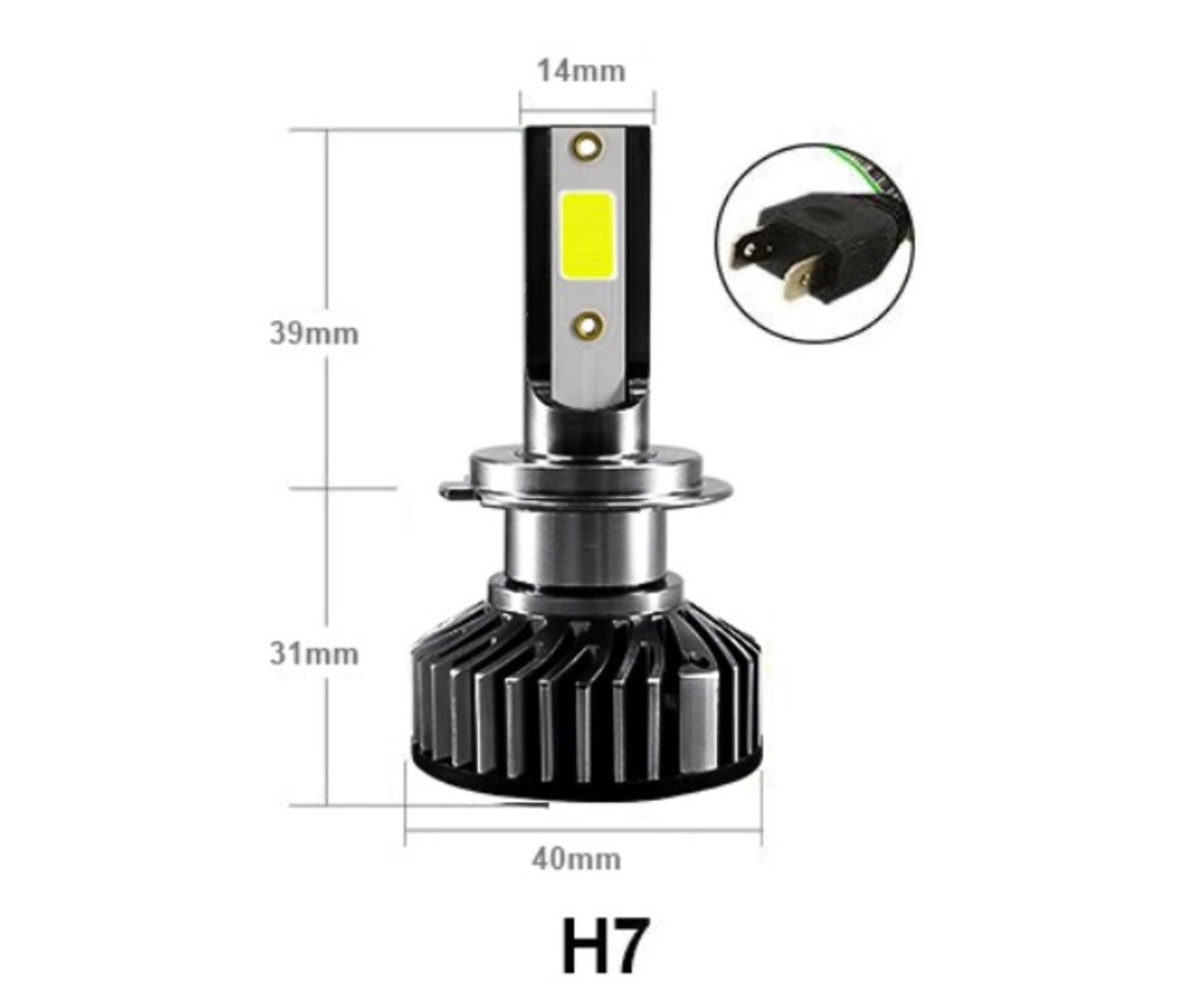 Комплект от 2бр Умалени Мини Лед Led Диодни Крушки H7 Х7 12V 50W 12000lm Mono LED +300% за Фарове Can Bus без грешки