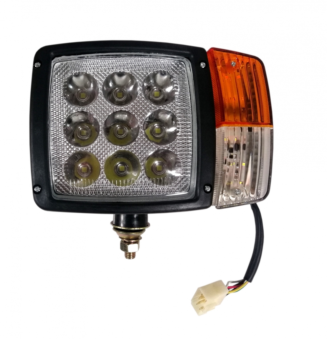 Комплект LED Фарове с Мигач, Габарит, Подходящ за Трактор, Комбайн, Багер, Снегорин и др - 9 диода 27W 12-24V 2200-2700 lm