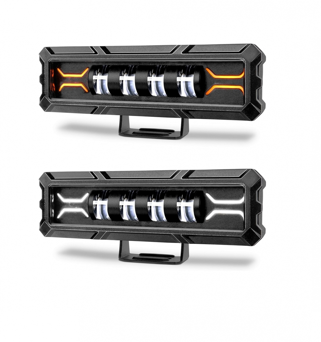17cm 7Д Диоден Прожектор Led Bar Лед Бар Халоген Бяла Светлина + Габарит бяло - жълто 12V - 24V За АТВ SUF Джип 4х Offroad Камион