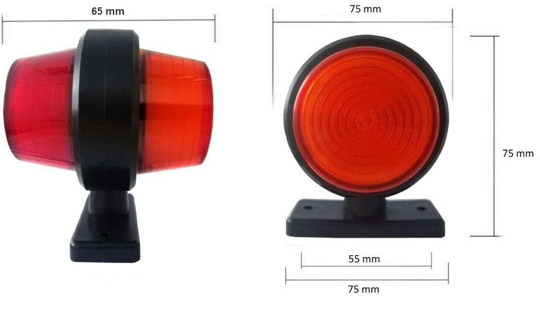 Комплект от 2 броя 12-24V ЛЕД LED Диодни Странични Маркери Рогчета Светлини неон ефект За Камион Ремарке Каравана Кемпер АТВ оранжево-червено 2X MAR949