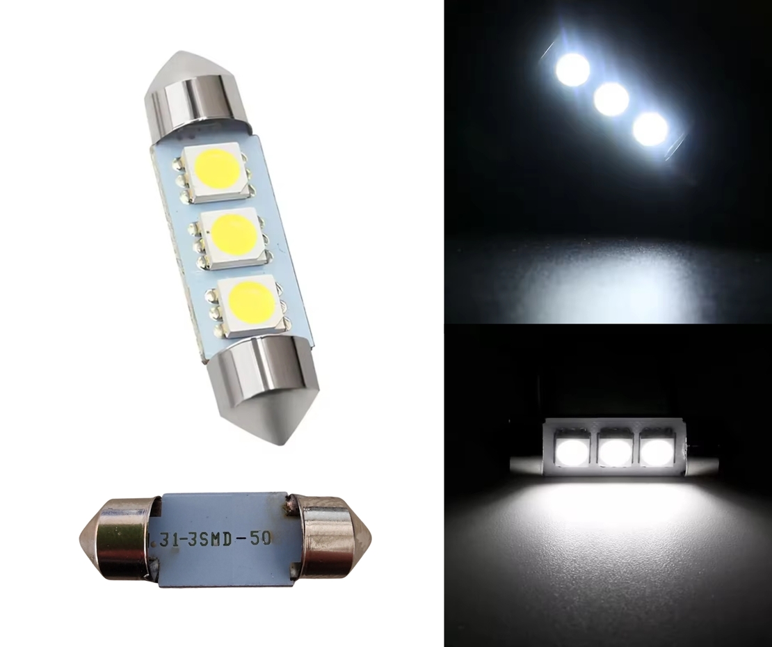 Комплект 2 бр. LED крушки C5W 31 mm, 3x SMD 5050, 6000–6500K бяла светлина – блистер
