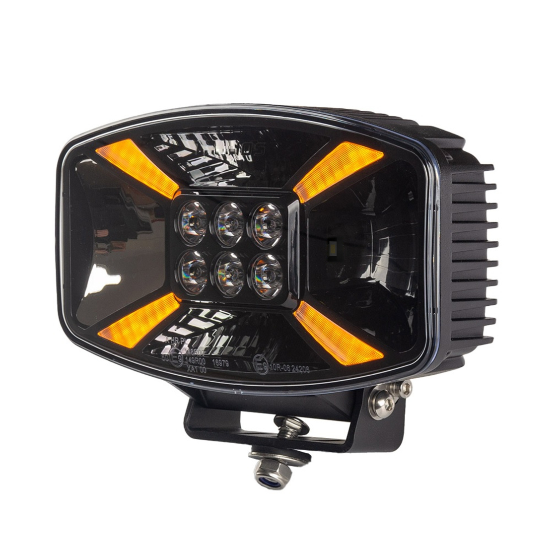 Универсален LED ЛЕД 140W диоден фар халоген лампа 12V - 24V с DRL/parking светлина бяло-жълто за АТВ джип камион трактор земеделски и селскостопански машини 247 x 141 x 83 mm