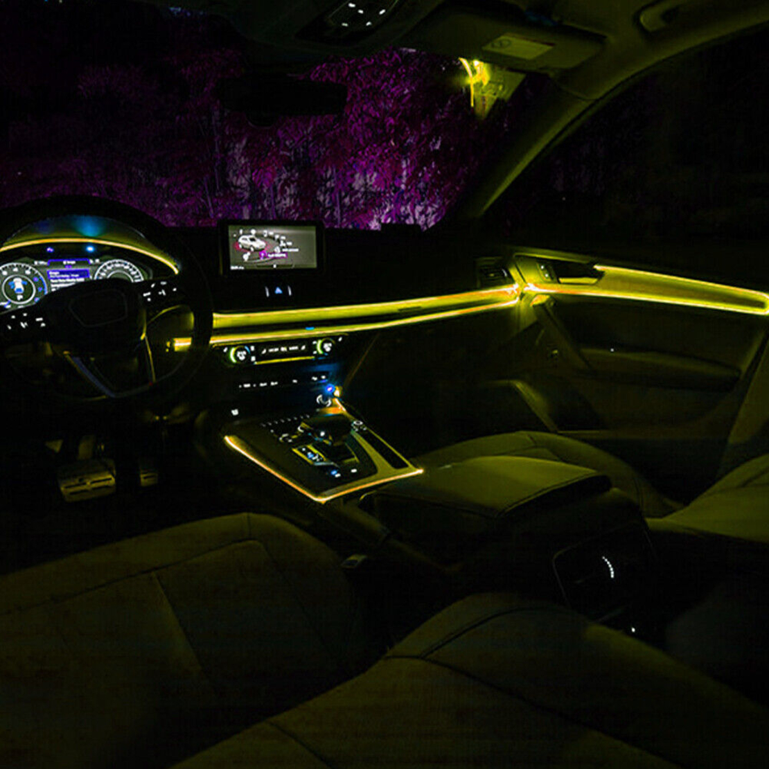 LED ЛЕД Диодна интериорна светеща лента за табло жълта оранжева светлина 12V 2м амбиентно осветление