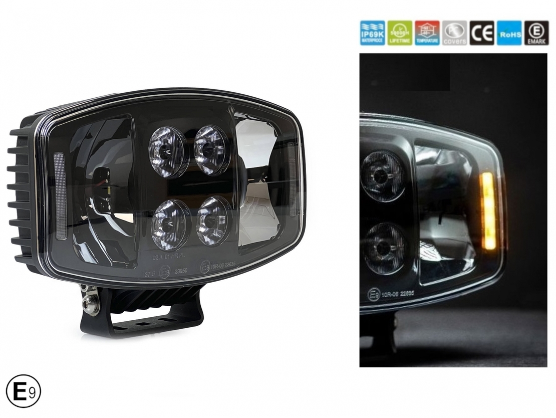 LED ЛЕД 90W Jumbo фар халоген лампа 12V - 24V с DRL parking светлина бяло-жълто за джип камион трактор