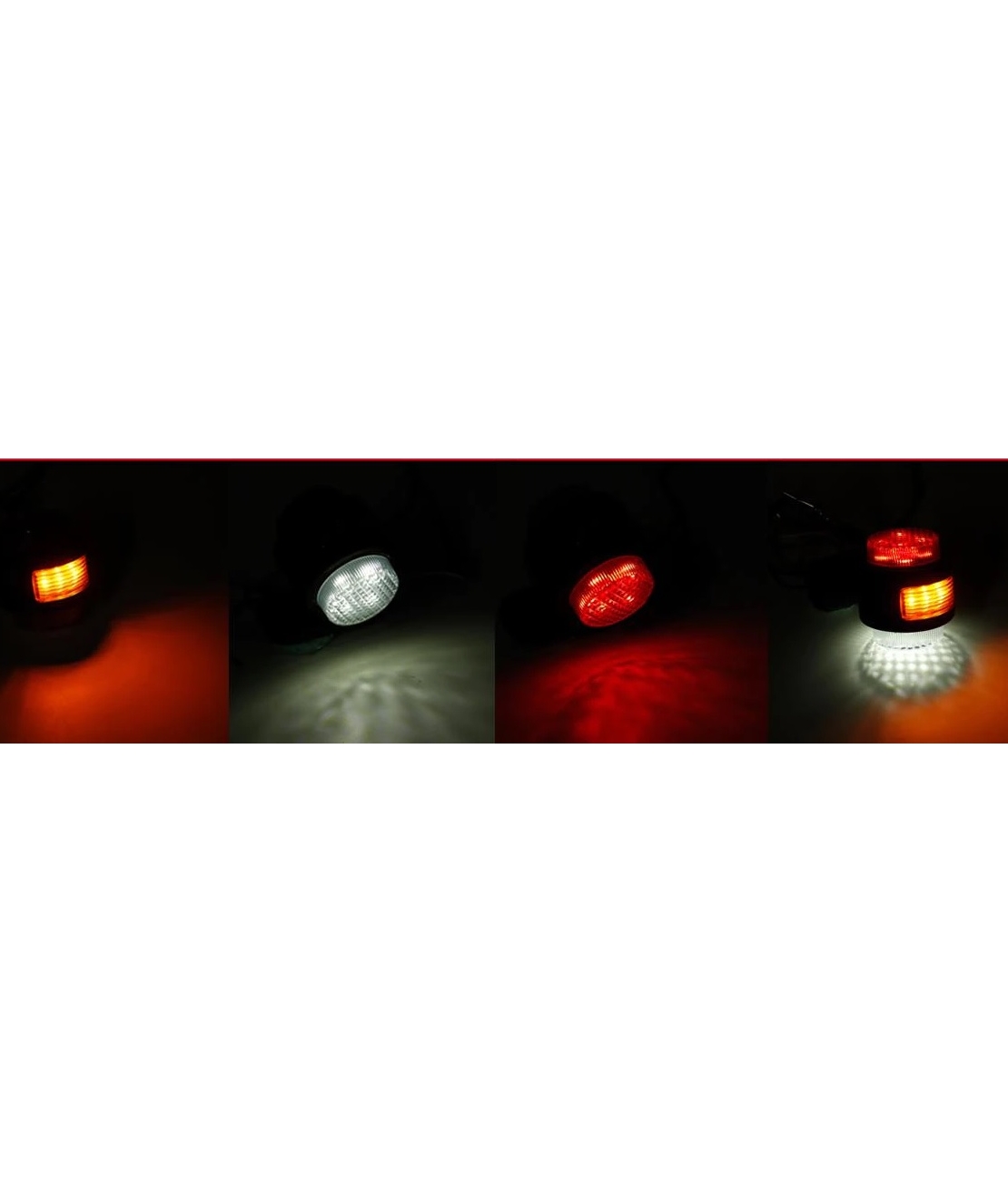 Комплект от 2 броя LED ЛЕД светодиодни габарити токоси рогче рогчета 12V-24V с три светлини бяла-жълта-червена