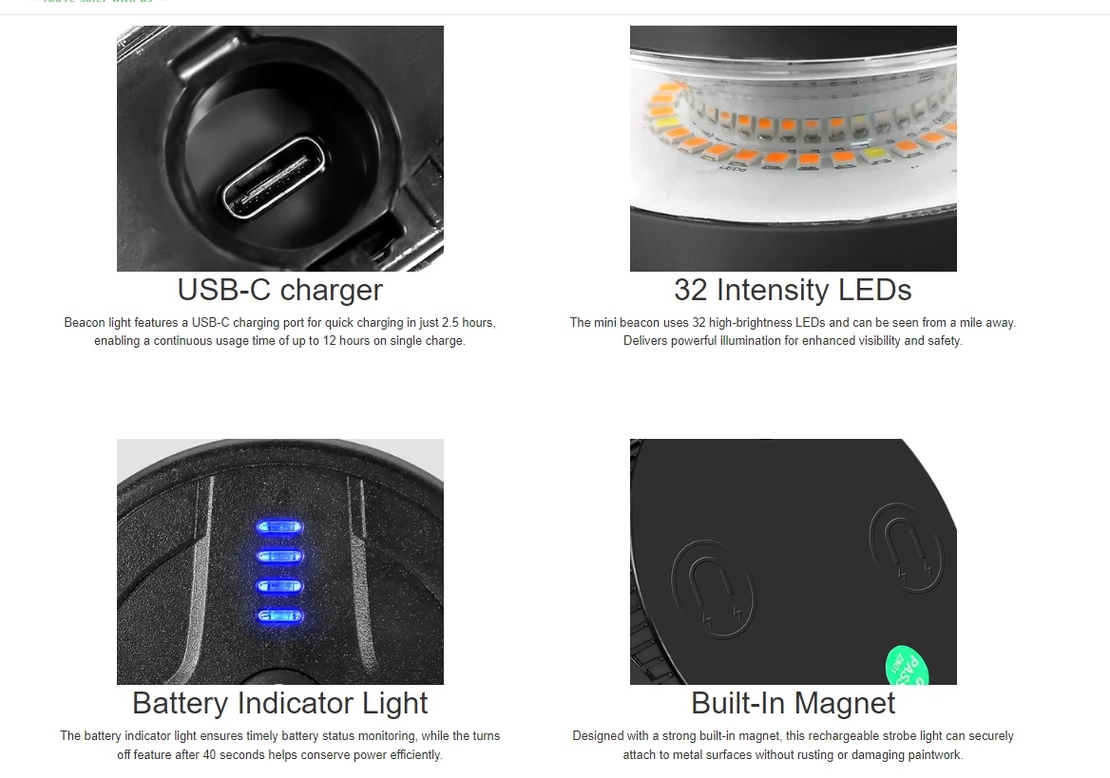 Мини Wireless Безжична LED Лед Аварийна Сигнална Лампа Блиц тип Буркан с презареждаща се батерия с магнит 12V - 24V за пътна помощ платформа агро техника и др.