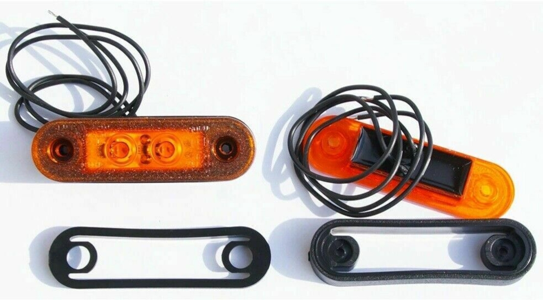 LED Светодиоден Габарит, Маркер, Токос, Оранжев, Овален, Е-Mark, 3 LED, 12V-24V, 8 см