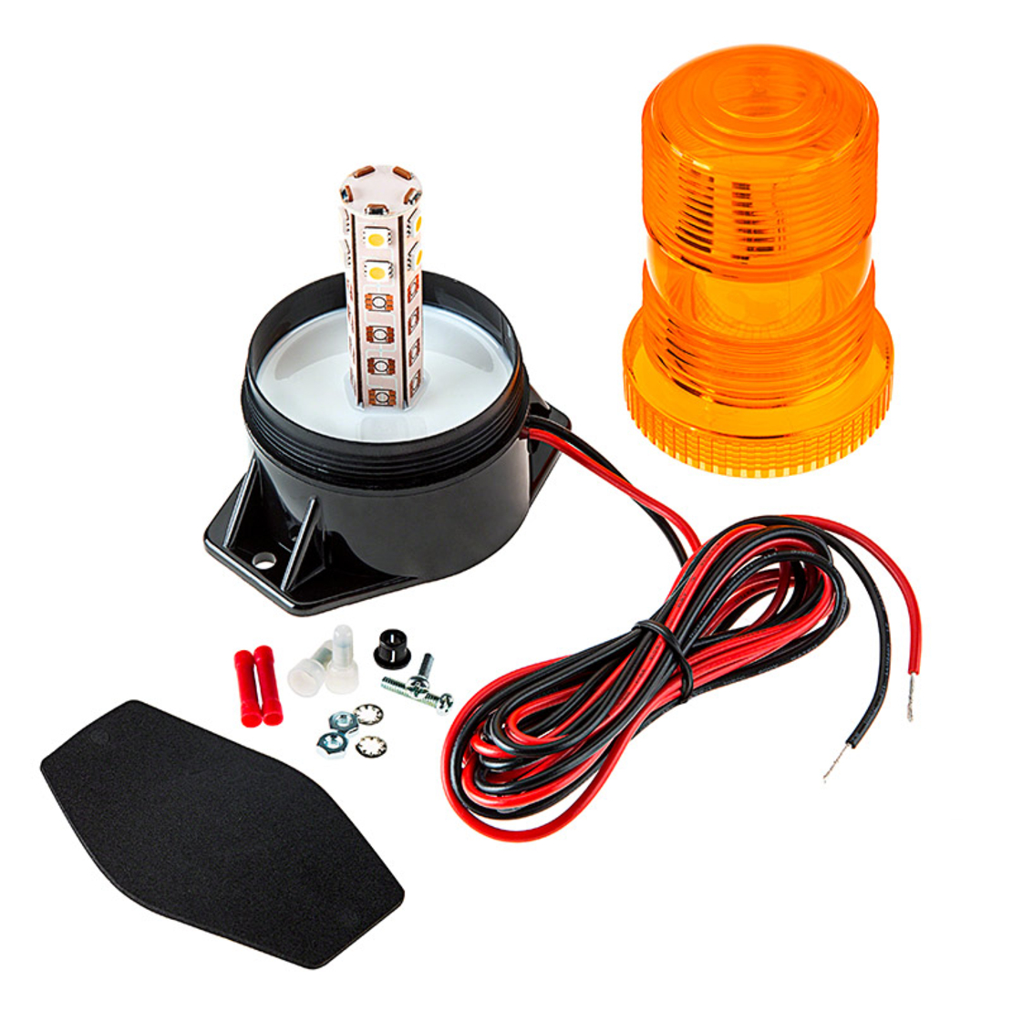 LED Лед Сигнална Аварийна Лампа Маяк Буркан 130mm x 74mm, 12V - 24V, 30 SMD Диода За Трактор, Електрокар, Мотокар, Селскостопански Машини и др.