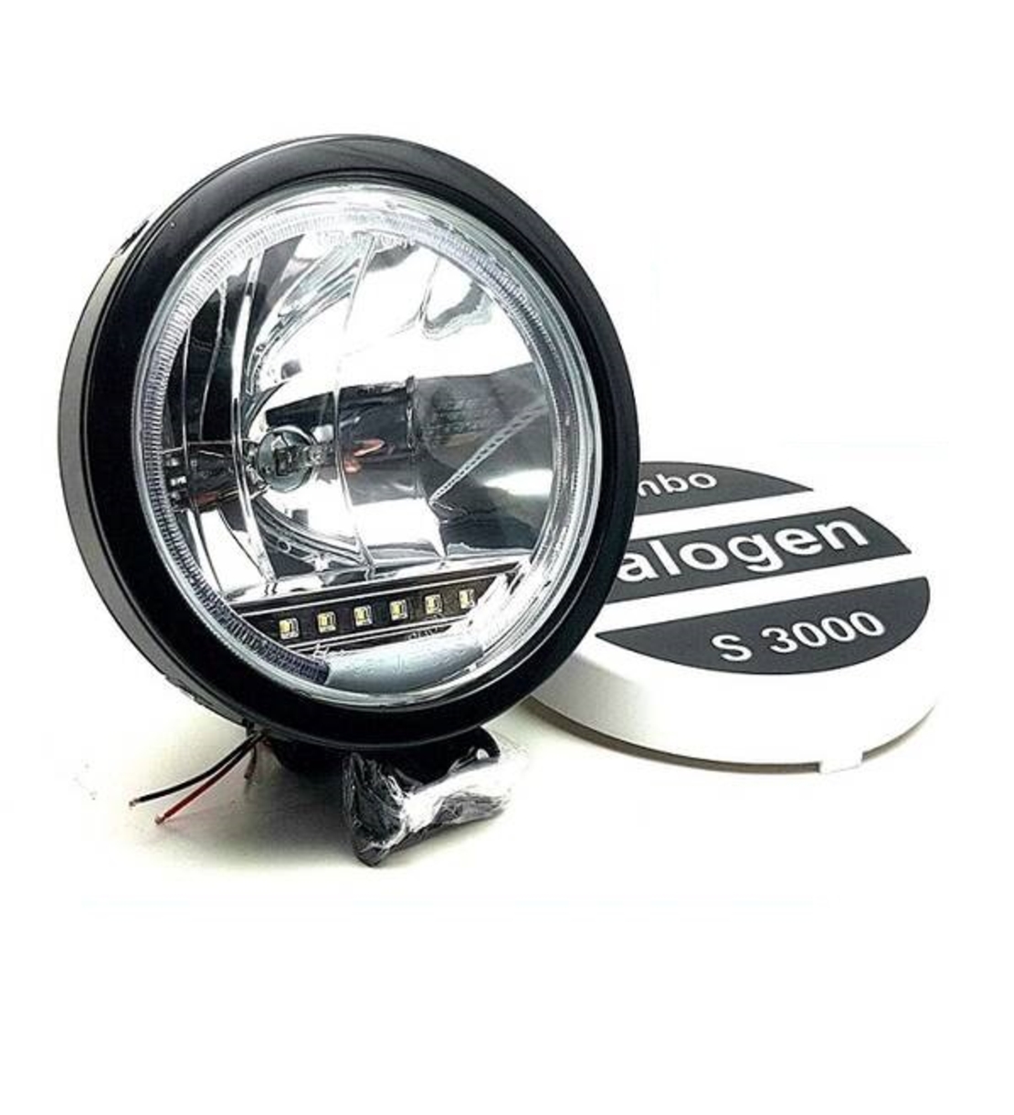 Един 1 Брой Халоген, Фар, Ø 225мм, 12V 24V, Крушка H1 + 6 LED ЛЕД Диода, E-Mark, За Камион, Трактор, Багер, Земеделски Машини и др.