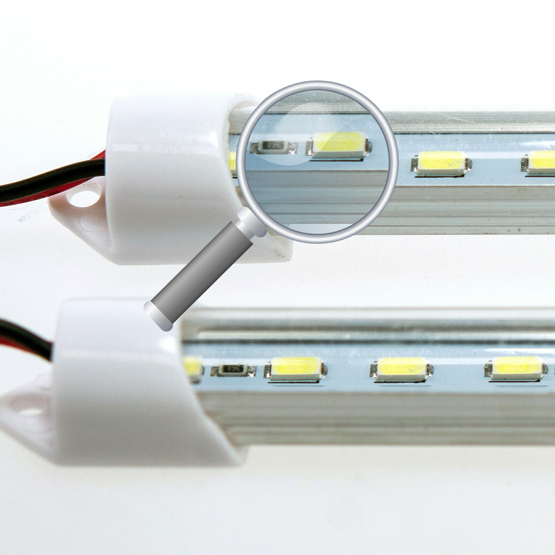 Бяла LED Интериорна Лампа тип тръба, 32см 24 диода - 12V, 1.5W - За Автомобил, Бус, Ван, За Дома или Офиса