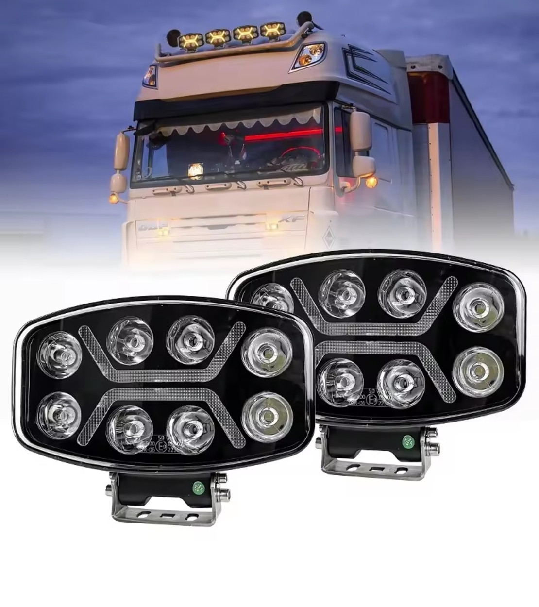 LED мощен диоден фар халоген лампа 12V-24V 90W бяло-жълто за АТВ джип камион трактор земеделски и селскостопански машини и др.