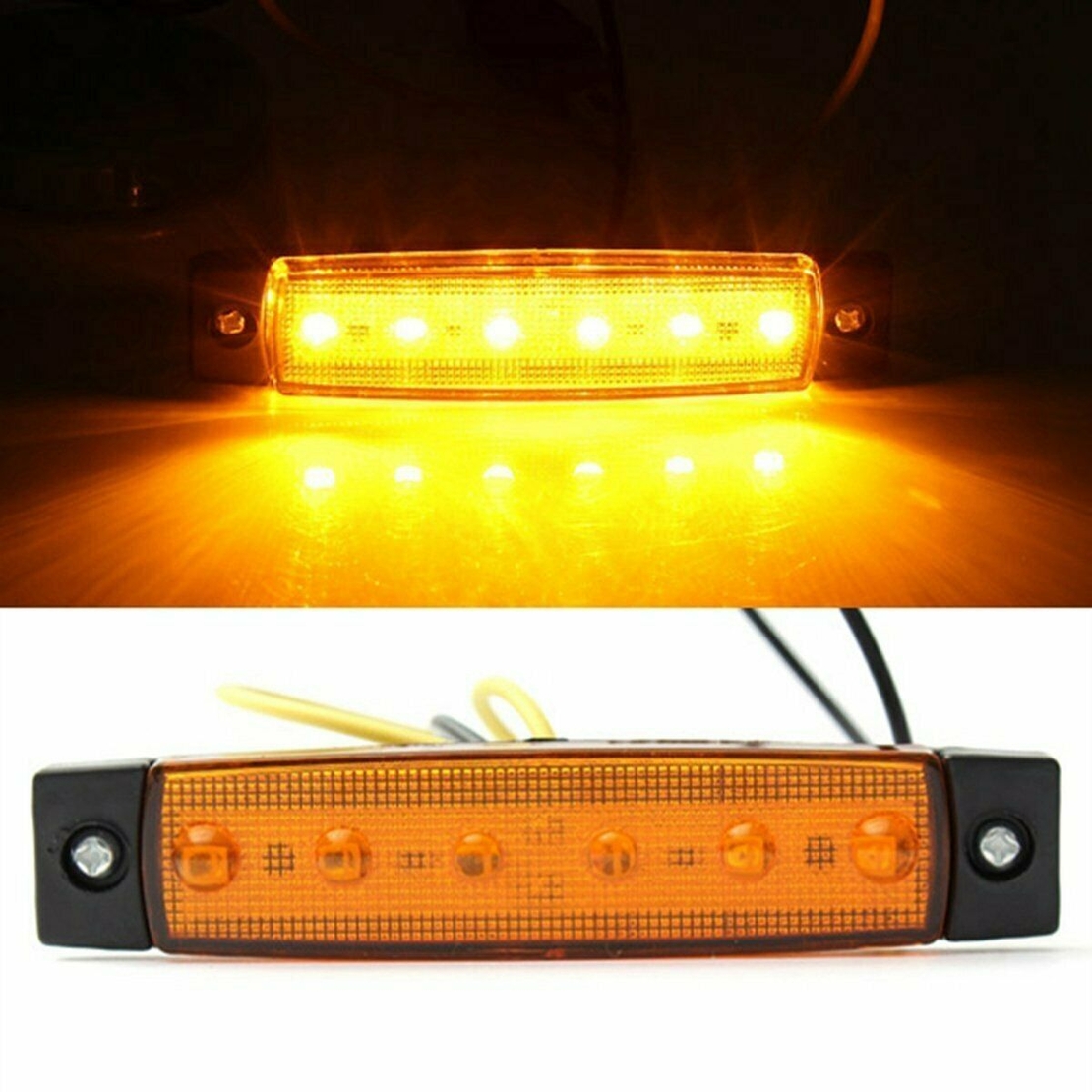 Светодиоден Маркер, габарит, токос, рибки, рибка, светлина със 6 LED ЛЕД за камион, бус, ван, ремарке, каравана, платформа, 24V оранжев