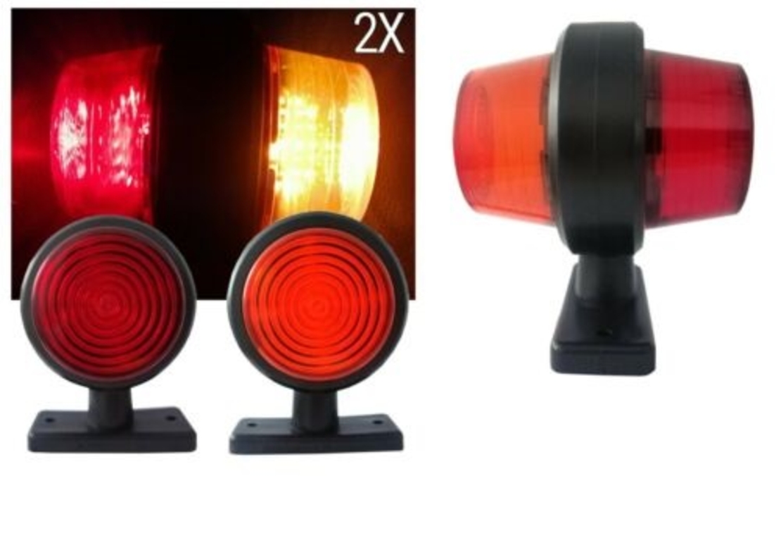 Комплект от 2 броя 12-24V ЛЕД LED Диодни Странични Маркери, Рогчета, Светлини За Камион, Ремарке, Каравана, Кемпер АТВ и др., червено-оранжево