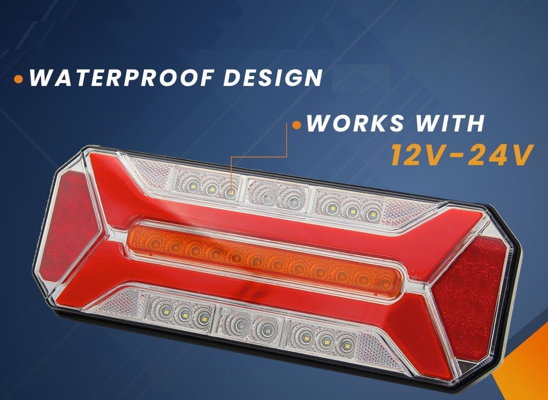 LED стоп с 5 функции за камион и ремарке, динамичен мигач, стоп светлина, заден ход, мъгла, IP66, 12–24V