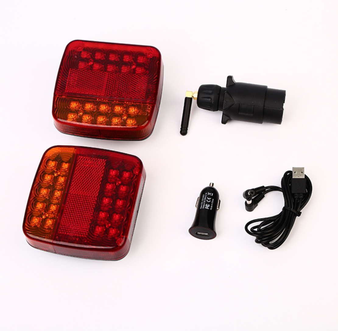 Безжични Wireless Лед Led Стопове с Магнит 12V 24V за Ремарке Каравана Платформа 5 Функции