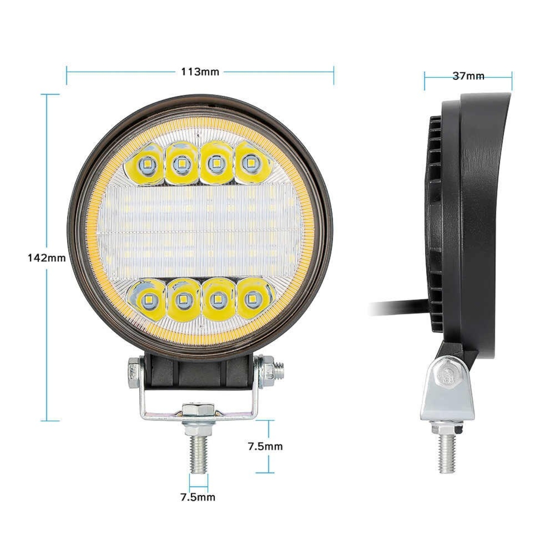 72W LED Диоден Фар Работна Бяла Жълта Светлина Габарит Мъгла Лампа 12V 24V 3100 Лумена
