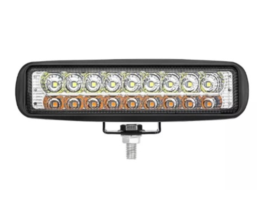 Универсален 54W Лед LED Халоген Фар Работна Лампа 12V - 24V с мигач бяло - оранжева светлина за автомобил офроуд бус ван камион