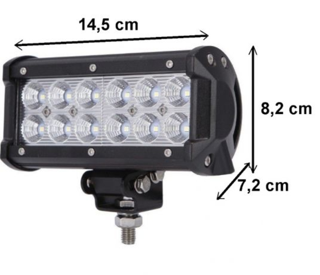 Универсален 36W Лед LED Халоген Фар Работна Лампа 12V - 24V с Насочена Spot Светлина за автомобил офроуд бус ван камион