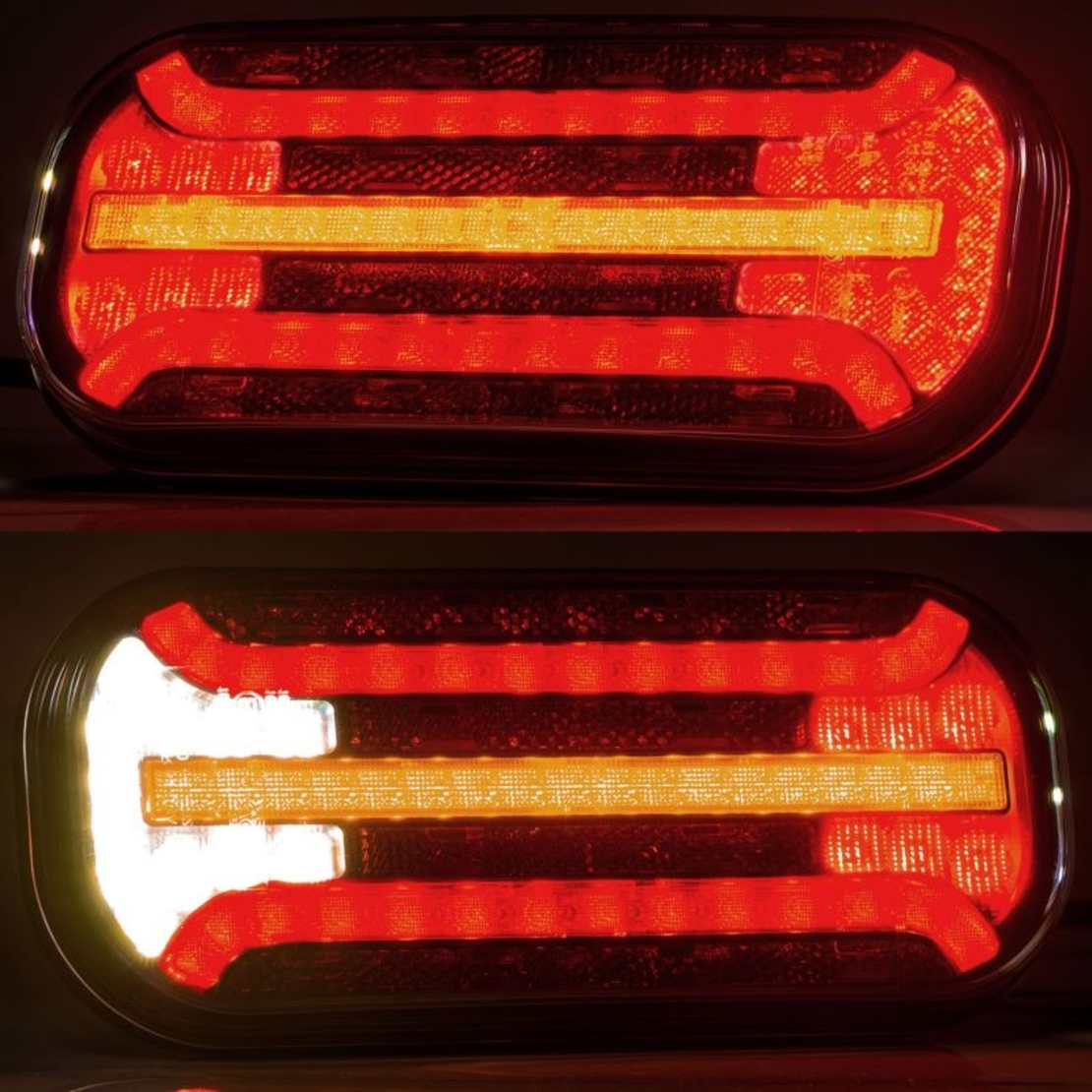 Комплект LED Светодиодни Стопове с Динамичен Мигач, С Кабел, Ляв и Десен, 7 Функции, Е-Мark, 12V-24V