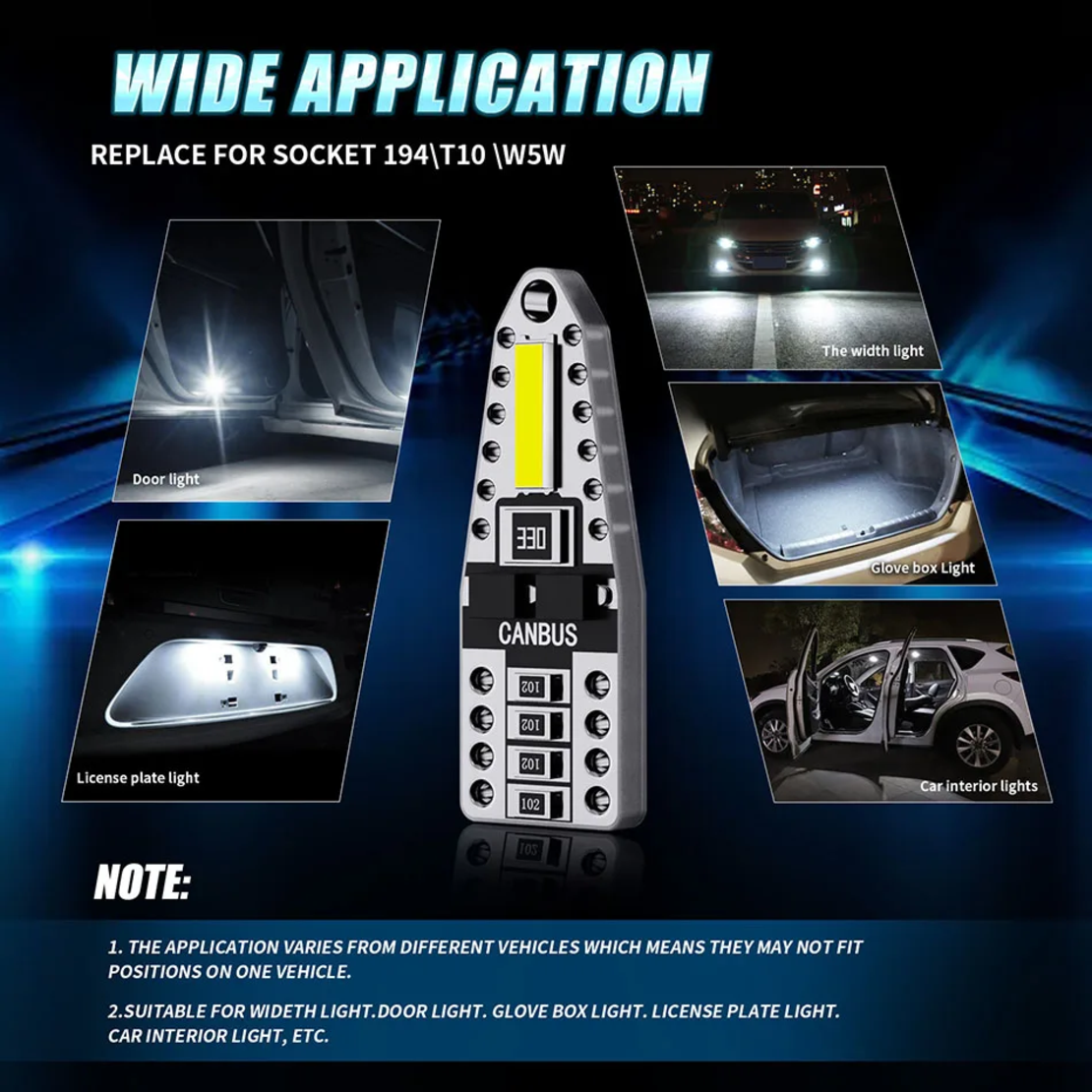 Комплект 2 бр. LED крушки T10, W5W, CANBUS, 6000K бяла светлина, 200 лумена, 12V – блистер
