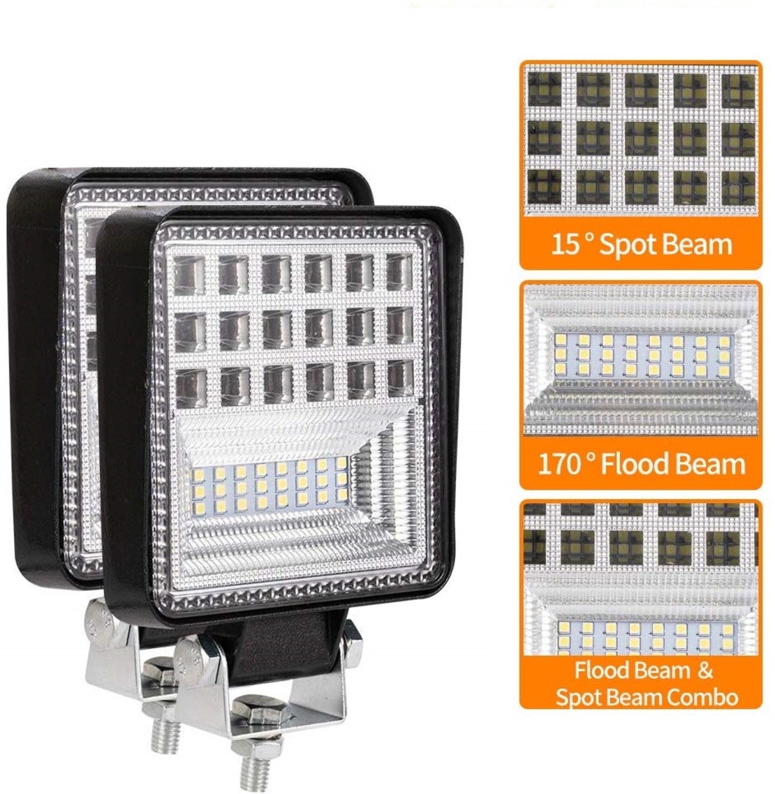 Универсален 126W Лед LED Халоген Фар Работна Лампа 12V - 24V бяла светлина за автомобил офроуд бус ван камион