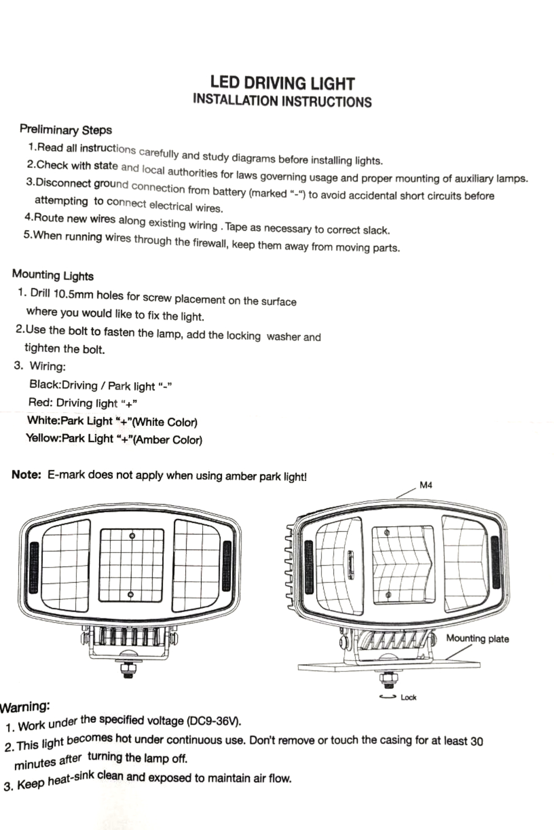 Универсален мощен LED ЛЕД 100W фар халоген лампа 12V - 24V с DRL/parking светлина бяло-жълто за АТВ джип камион трактор