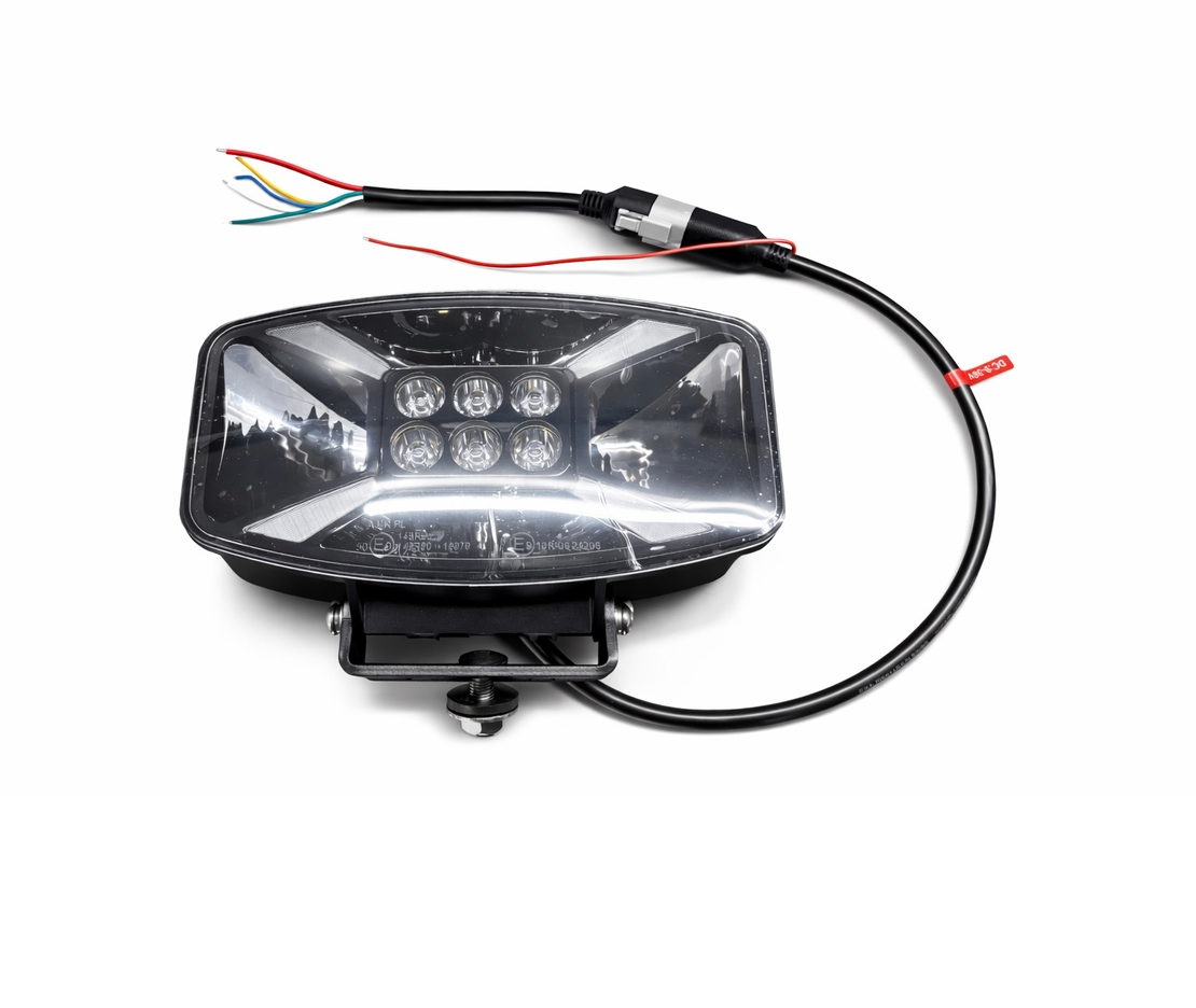 Универсален LED ЛЕД 140W диоден фар халоген лампа 12V - 24V с DRL/parking светлина бяло-жълто за АТВ джип камион трактор земеделски и селскостопански машини 247 x 141 x 83 mm