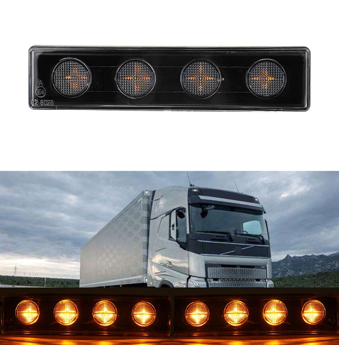 1бр Оранжев LED преден габарит маркер за Скания Scania- 180mm x 40 mm с букса