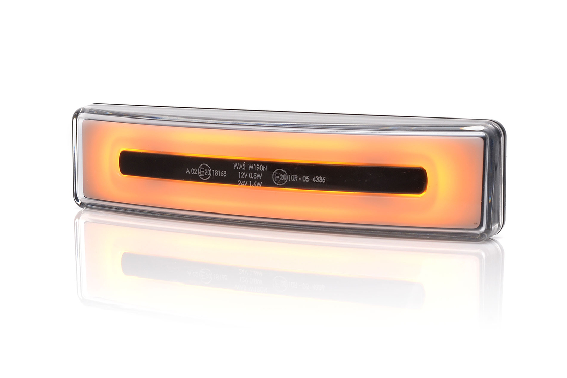 LED Светодиоден Габарит За Сенник На Скания Scania, С Букса, Оранжев, Е-Mark, Ефект Неон, 12V-24V