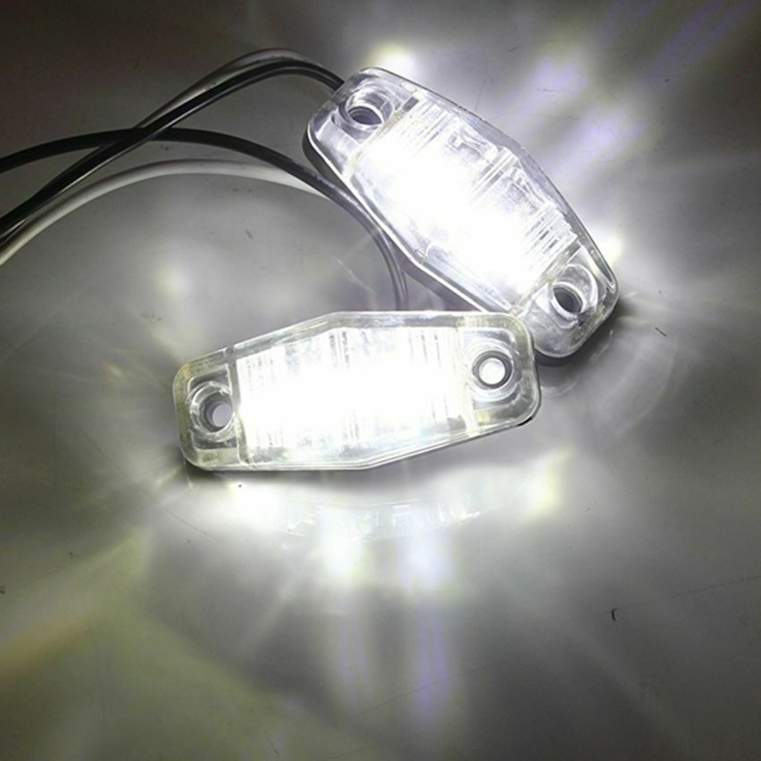 1 брой Бял LED Маркер, габарит, токос, 12 диода - 24V - за камион, ремарке, каравана, платформа