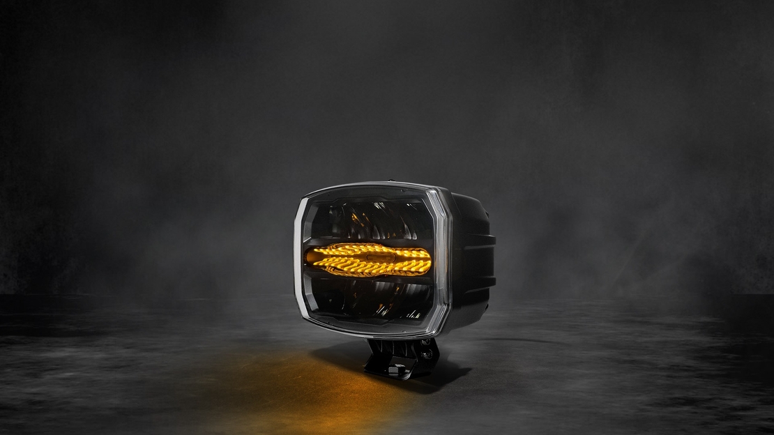 LED комбиниран халоген Flexzon 12–24V, 175W, 11000 lm, оранжев/бял DRL и аварийна блиц светлина с 4 режима, E-mark, IP67/69K