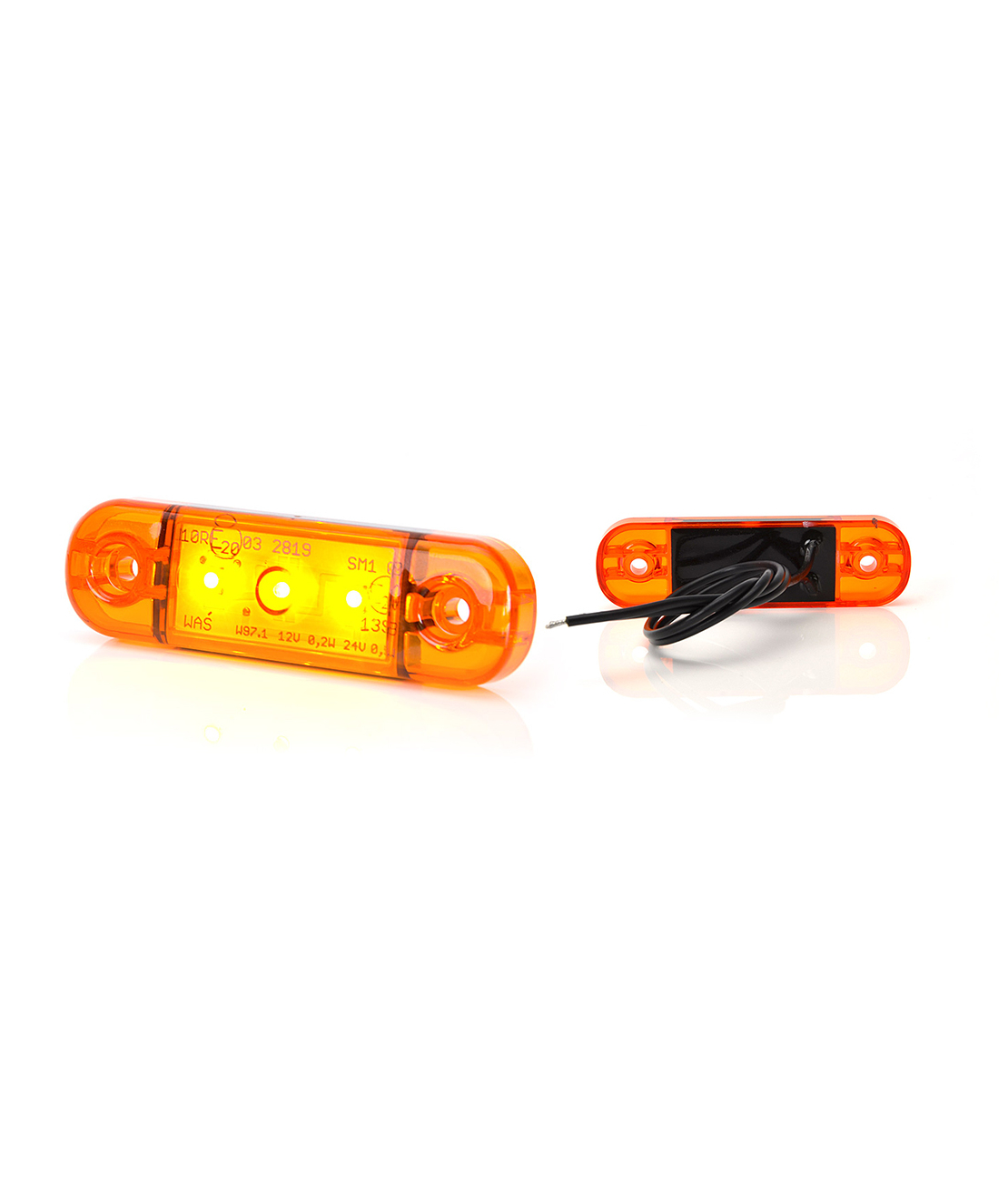 LED Светодиоден Габарит, Маркер, Токос, Оранжев, Е-Mark, 3 LED, 12V-24V, 8,4 см