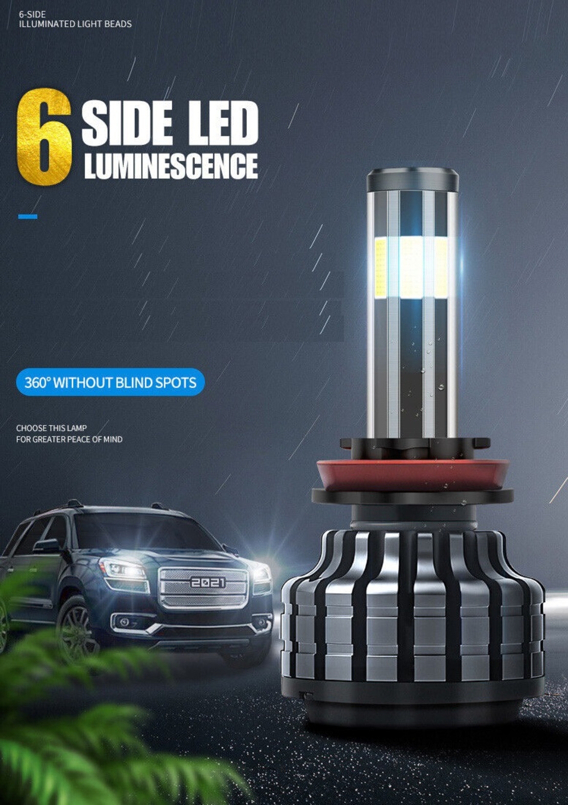 Комплект 360° градуса COB LED ЛЕД диодни крушки H11 H8 H9 Х11 Х8 Х9 12V 80W 16000lm за фарове Canbus без грешки